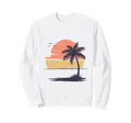 80S Sunset Palm Tree Beach Sweatshirt - Minimalist Print Men Women - T-Shirt, Sweatshirt, Hoodie