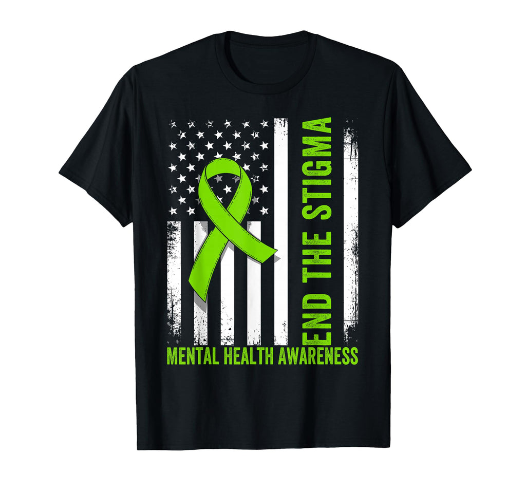 End Stigma Us Flag Mental Health T-Shirt - Graphic Print Men Women - T-Shirt, Sweatshirt, Hoodie