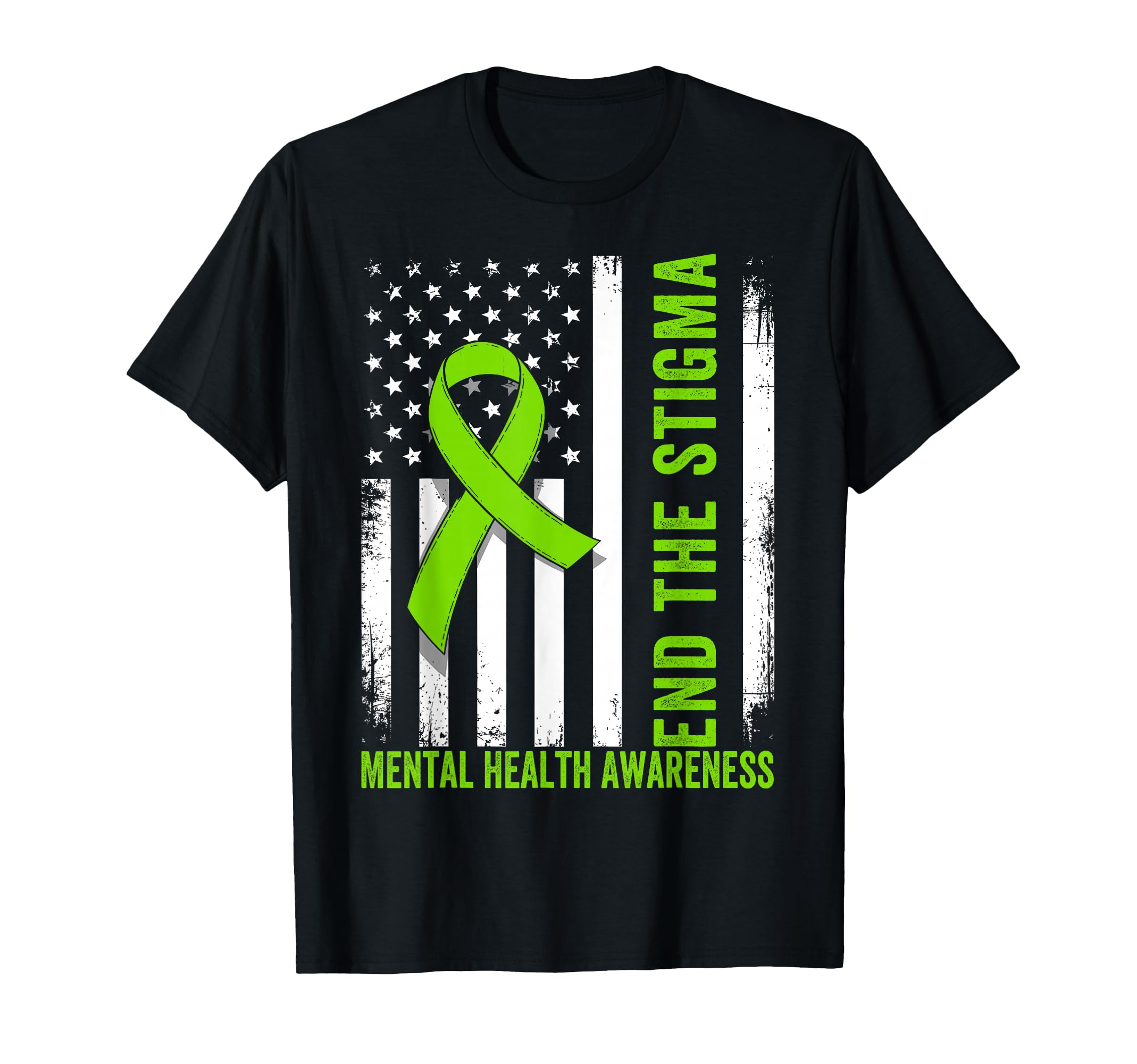 End Stigma Us Flag Mental Health T-Shirt - Graphic Print Men Women - T-Shirt, Sweatshirt, Hoodie