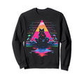 Synthwave Cat Samurai Mediation Sweatshirt - Graphic Print Men Women - T-Shirt, Sweatshirt, Hoodie