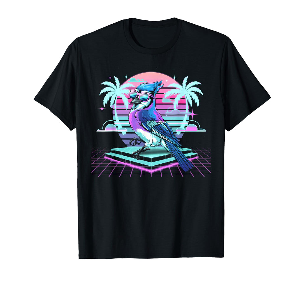 Blue Jay Bird 80S Retrowave 90S Vaporwave T-Shirt - Graphic Print Unisex - T-Shirt, Sweatshirt, Hoodie