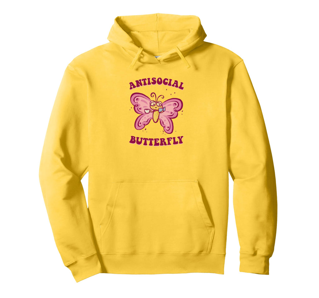Antisocial Butterfly Hoodie - Minimalist Print for Adults - T-Shirt, Sweatshirt, Hoodie