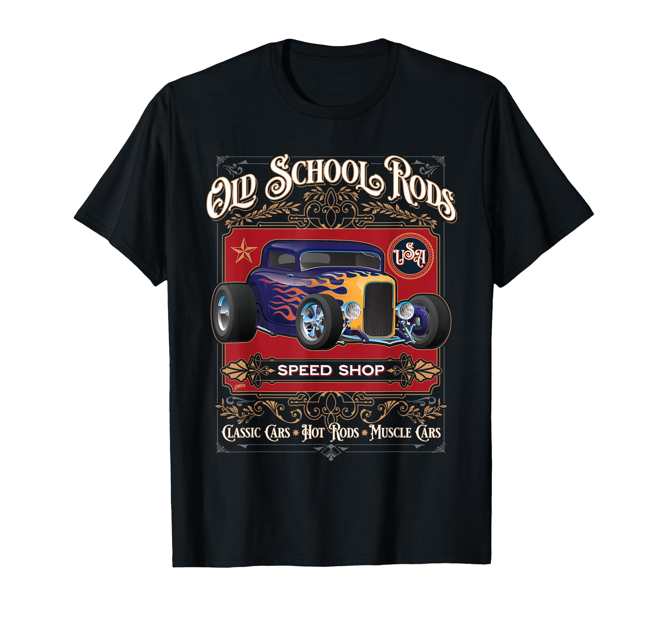 Oldschool Rods Speed Shop Hotrod Car T-Shirt - Aesthetic Graphic Unisex - T-Shirt, Sweatshirt, Hoodie