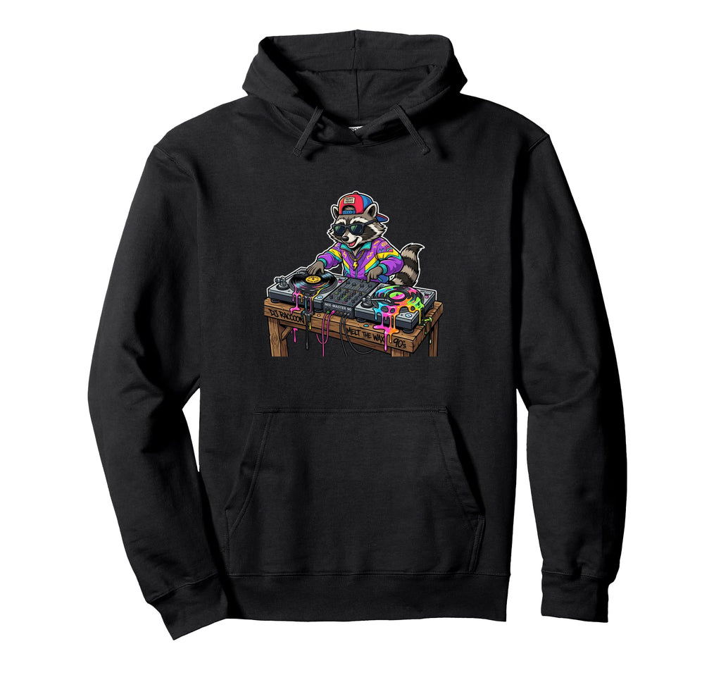 Dj Raccoon Melt Wax 90S Vinyl Record Hoodie - Custom Art Print for Adults - T-Shirt, Sweatshirt, Hoodie