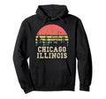 Distressed Sunset Skyline Chicago Hoodie - Minimalist Print for Adults - T-Shirt, Sweatshirt, Hoodie