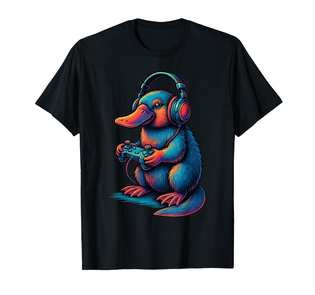 Platypus Gamer Gaming Animal Lover T-Shirt - Custom Art Print for Adults - T-Shirt, Sweatshirt, Hoodie