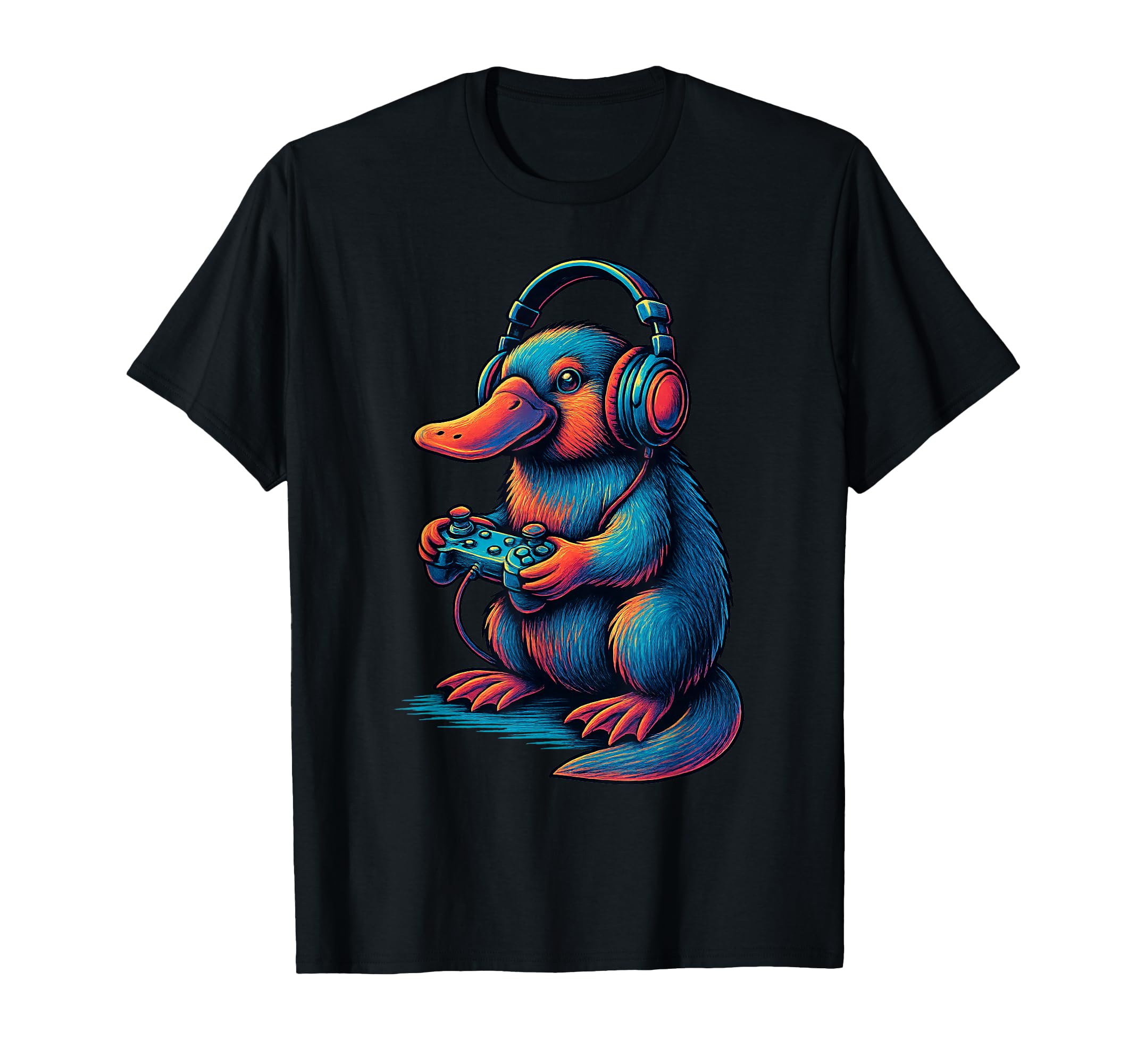 Platypus Gamer Gaming Animal Lover T-Shirt - Custom Art Print for Adults - T-Shirt, Sweatshirt, Hoodie
