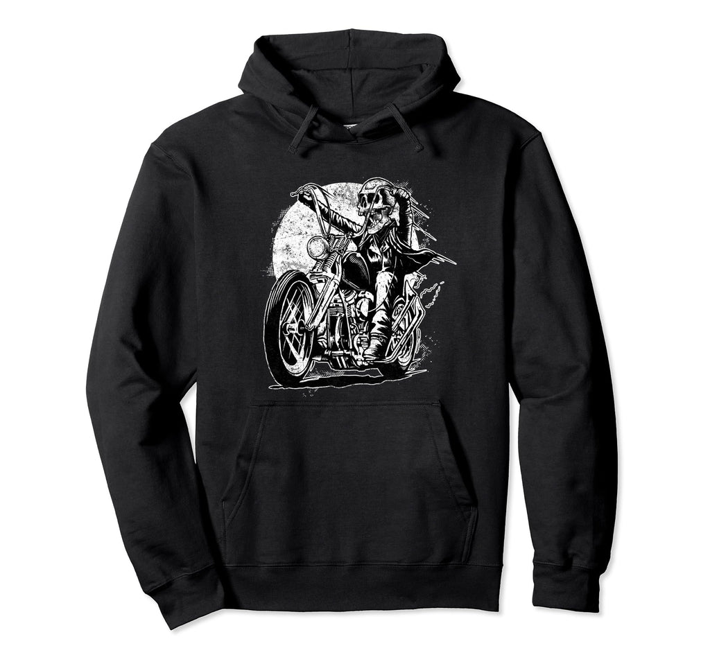 Skeleton Skull Ride Motorcycle Hoodie - Aesthetic Graphic for Adults - T-Shirt, Sweatshirt, Hoodie