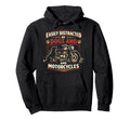 Motorcycle Biker Dog Easily Distracted Hoodie - Minimalist Print Unisex - T-Shirt, Sweatshirt, Hoodie