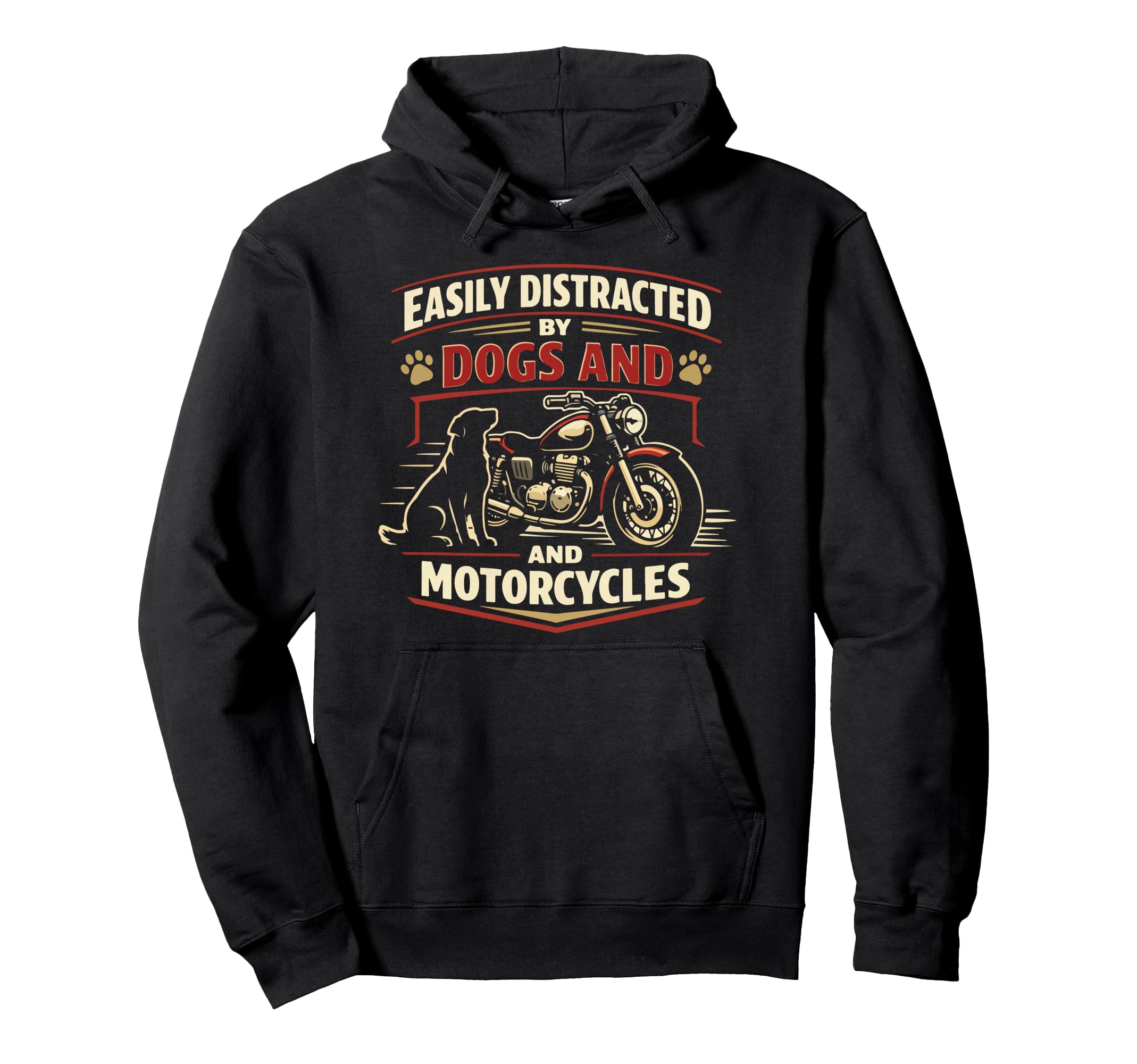 Motorcycle Biker Dog Easily Distracted Hoodie - Minimalist Print Unisex - T-Shirt, Sweatshirt, Hoodie