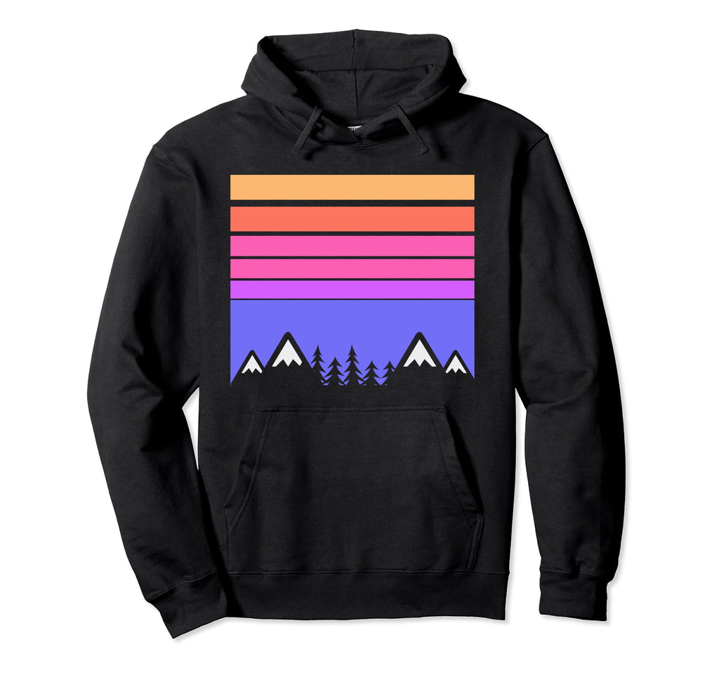 Landscape Mountain Sunset Square Hoodie - Fun Novelty Design for Adults - T-Shirt, Sweatshirt, Hoodie
