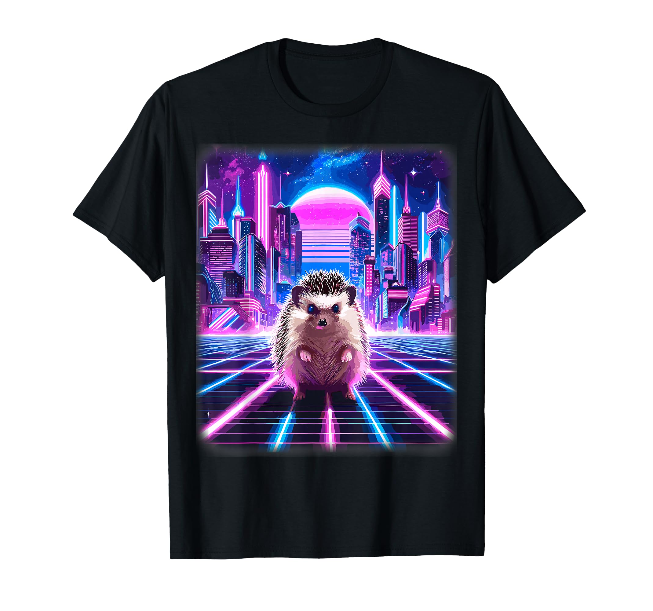 Synthwave Aesthetic Hedgehog Lover Stuff T-Shirt - Graphic Print Men Women - T-Shirt, Sweatshirt, Hoodie