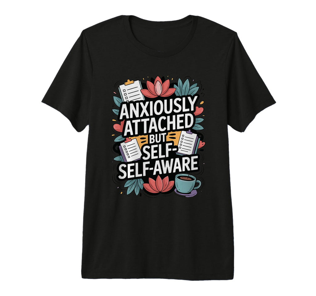 Anxiously Attached But Self Aware T-Shirt - Custom Art Print for Adults - T-Shirt, Sweatshirt, Hoodie