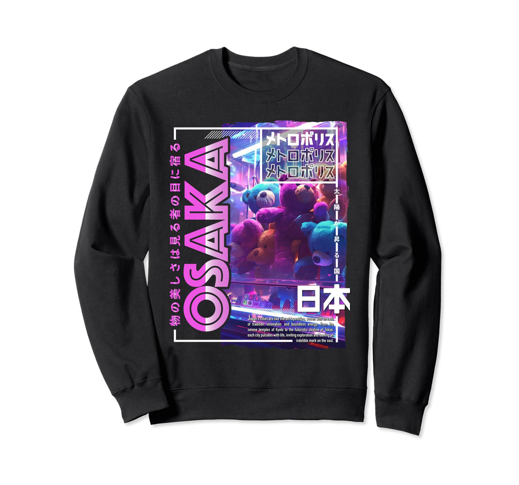 Osaka City 80S Synthwave Soft Toy Sweatshirt - Minimalist Print for Adults - T-Shirt, Sweatshirt, Hoodie