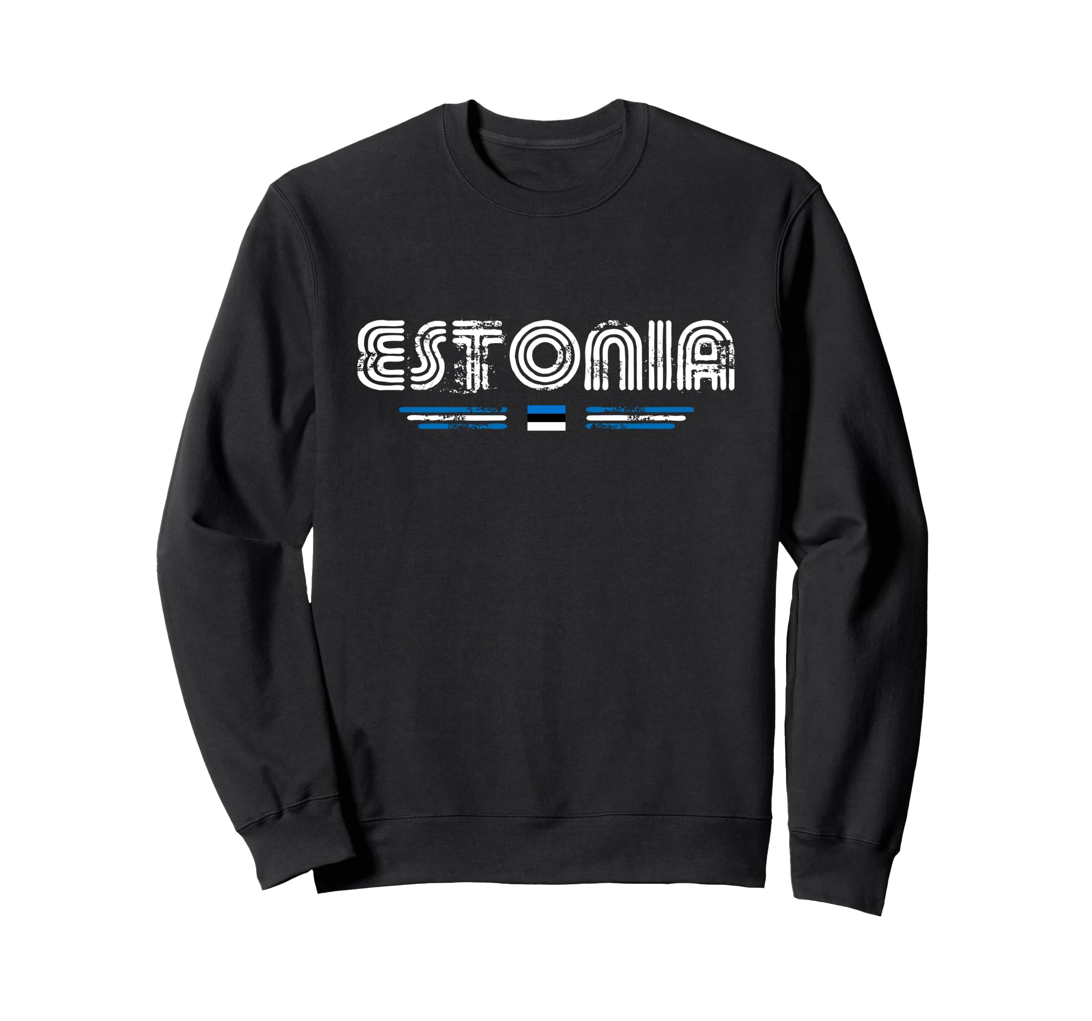 Estonia 70S 80S Type Flag Sweatshirt - Casual Everyday Wear Men Women - T-Shirt, Sweatshirt, Hoodie