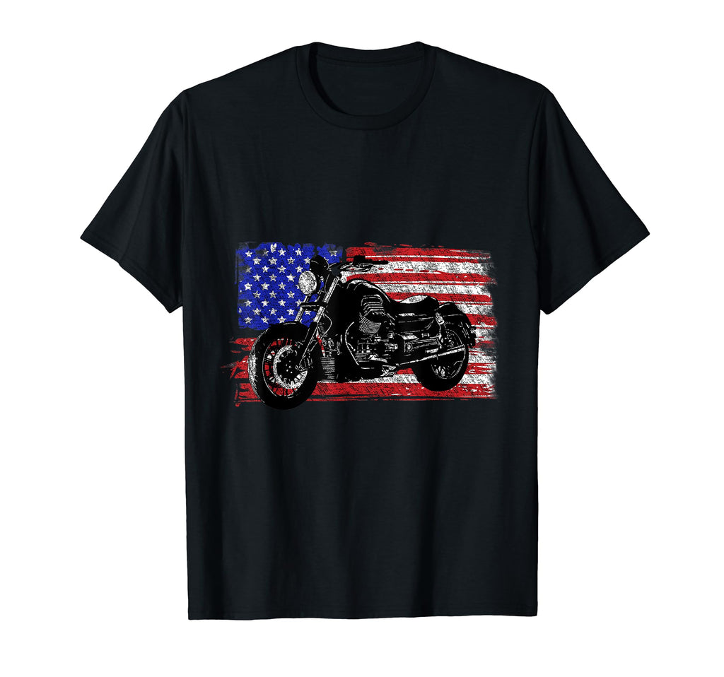 Motorcycle Usa Flag Biker American T-Shirt - Fun Novelty Design Unisex - T-Shirt, Sweatshirt, Hoodie