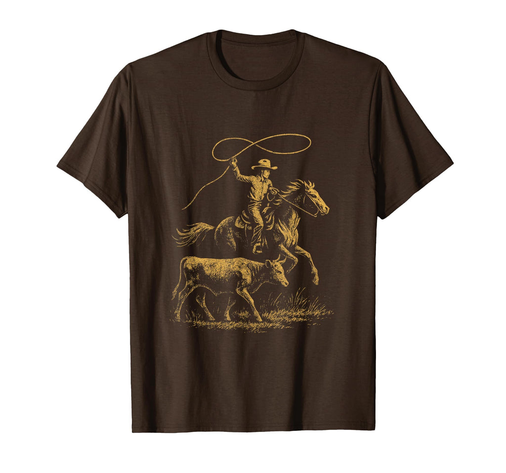 Rodeo Cowboy Cowgirl Steer Roping Art T-Shirt - Streetwear Style for Adults - T-Shirt, Sweatshirt, Hoodie