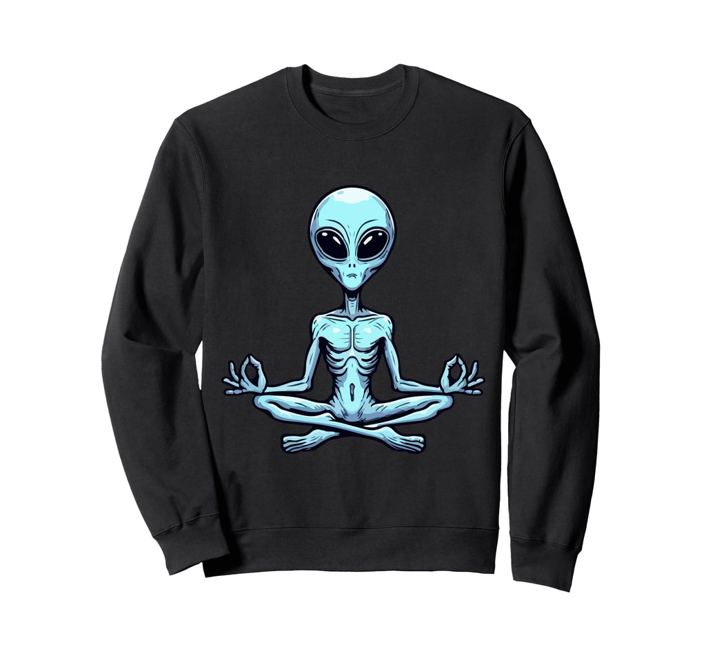 Meditation Alien Yoga Pose Relaxing Sweatshirt - Unique Graphic for Adults - T-Shirt, Sweatshirt, Hoodie