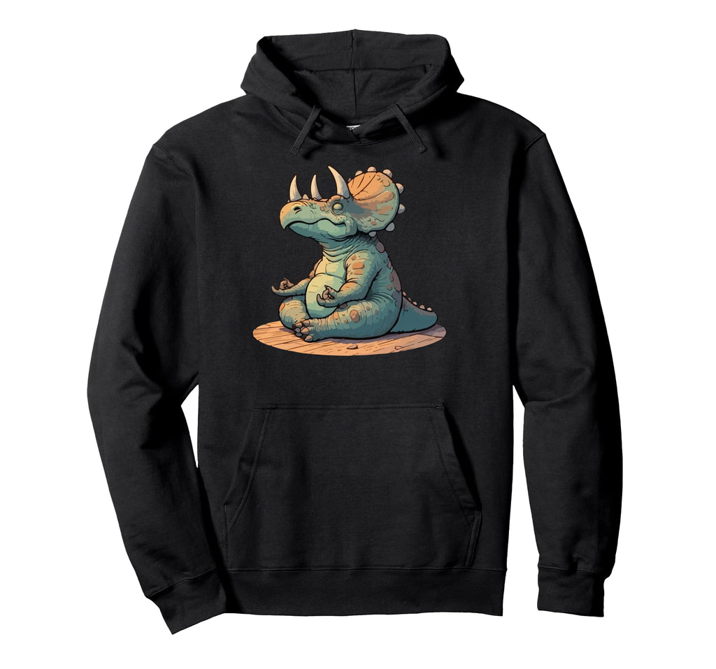 Meditation Triceratops Yoga Pose Relaxing Hoodie - Unique Graphic Unisex - T-Shirt, Sweatshirt, Hoodie