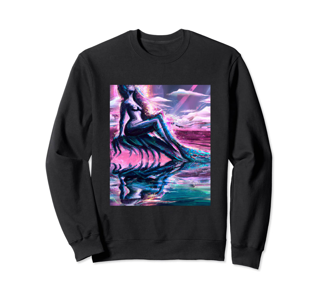 Mermaid Portrait Vaporwave Outrun Sweatshirt - Custom Art Print for Adults - T-Shirt, Sweatshirt, Hoodie