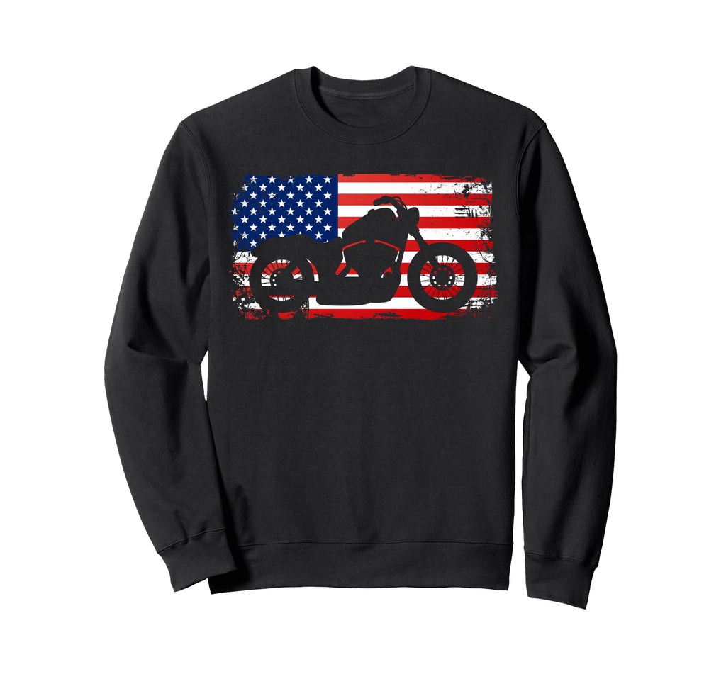 Usa Flag Motorcycle Rider Sweatshirt - Casual Everyday Wear for Adults - T-Shirt, Sweatshirt, Hoodie