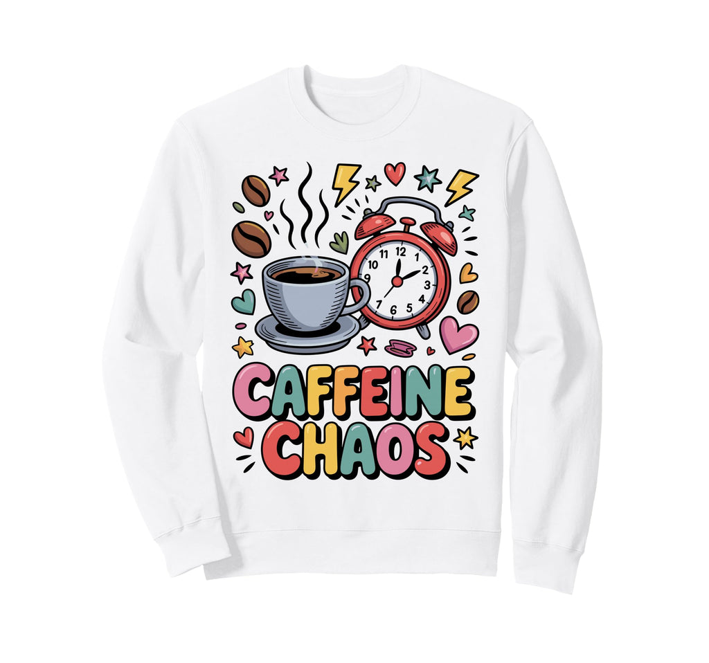 Caffeine Chaos Colorful Coffee Sweatshirt - Aesthetic Graphic Men Women - T-Shirt, Sweatshirt, Hoodie