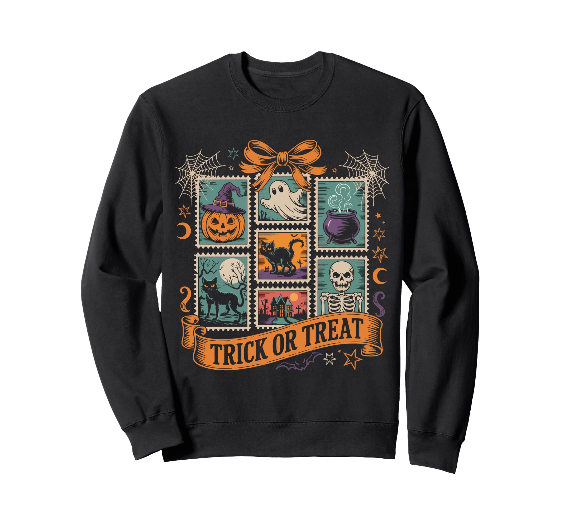 Trick Or Treat Halloween Stamp Sweatshirt - Novelty Apparel for Adults - T-Shirt, Sweatshirt, Hoodie