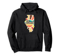 Illinois Pride State Outline Hoodie - Graphic Print for Adults - T-Shirt, Sweatshirt, Hoodie