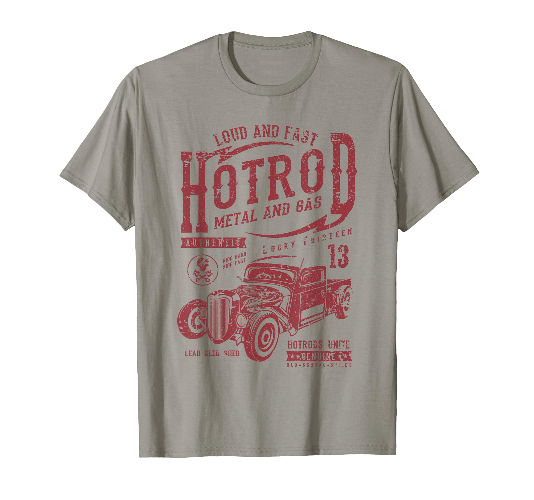 Hotrod Car Distressed T-Shirt - Novelty Apparel Unisex - T-Shirt, Sweatshirt, Hoodie