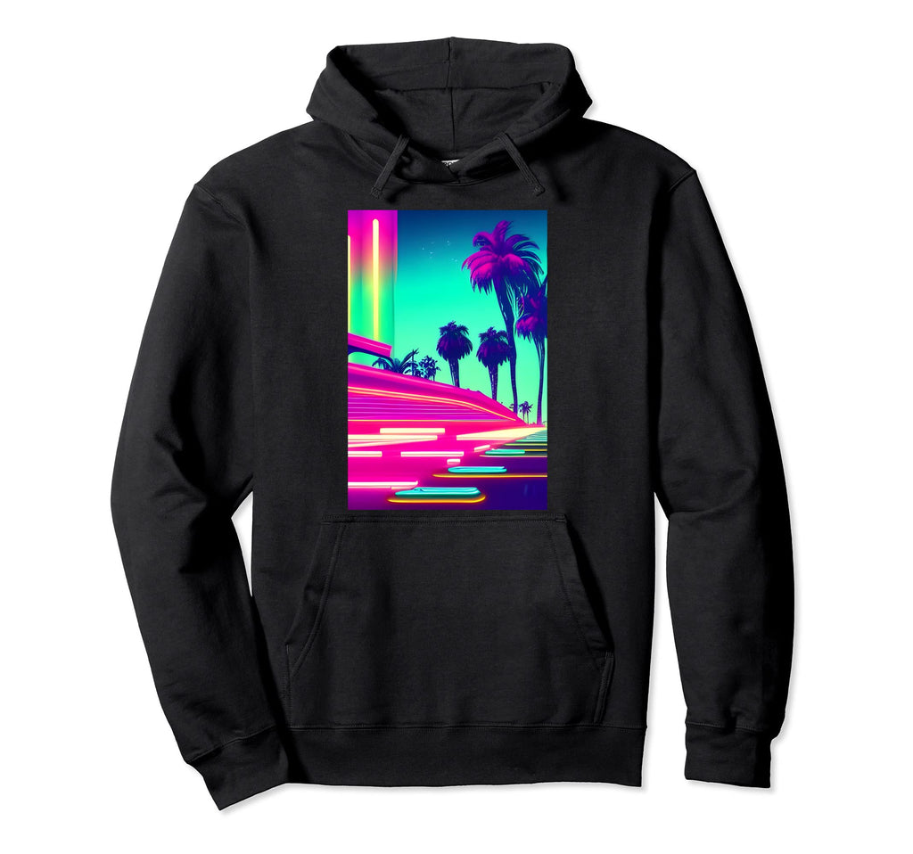 80S Synthwave Palms Vaporwave Hoodie - Minimalist Print for Adults - T-Shirt, Sweatshirt, Hoodie