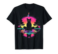 Synthwave Cat Samurai Mediation T-Shirt - Minimalist Print Unisex - T-Shirt, Sweatshirt, Hoodie