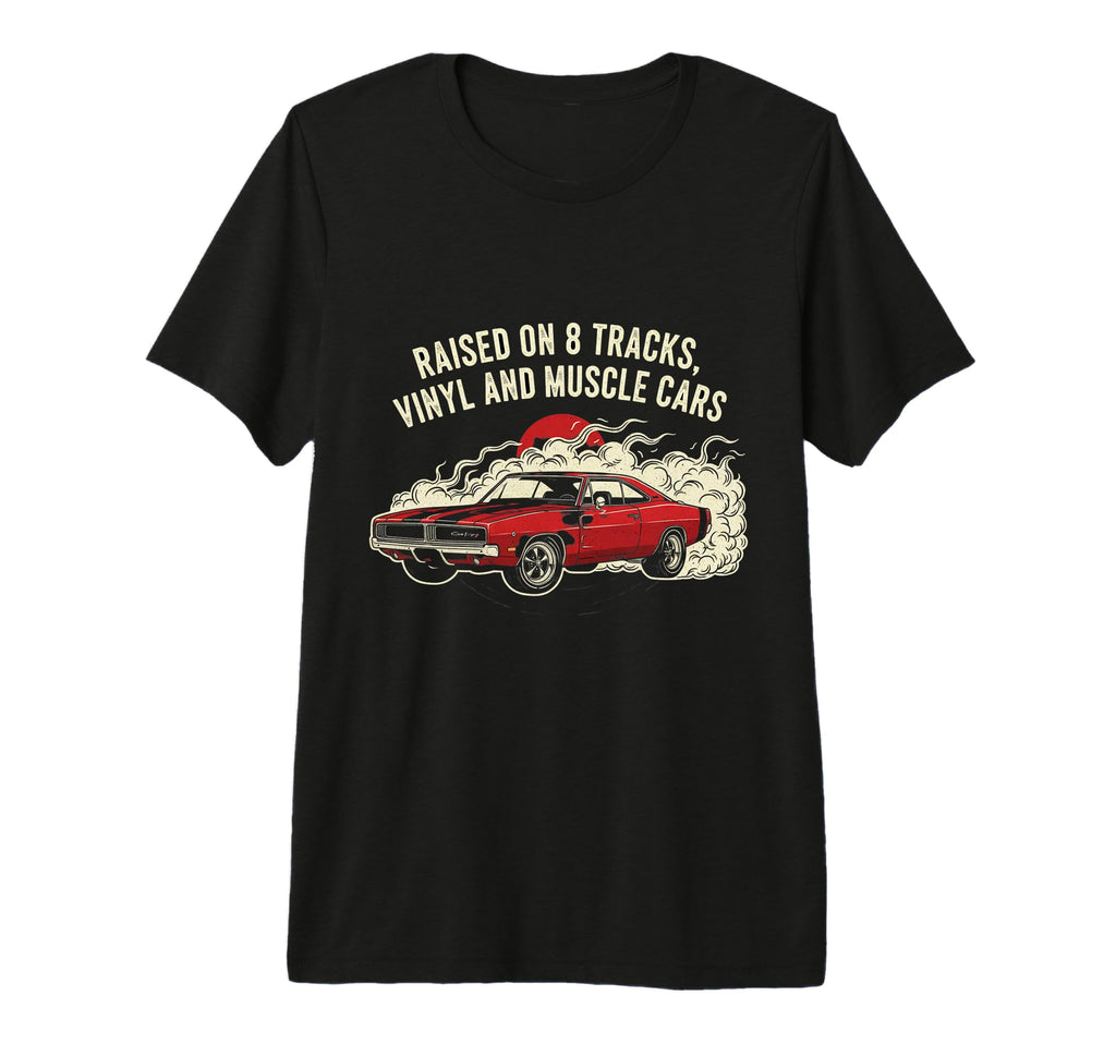 Raised Vinyl And V8S 70 Charger Lover T-Shirt - Trendy Graphic for Adults - T-Shirt, Sweatshirt, Hoodie