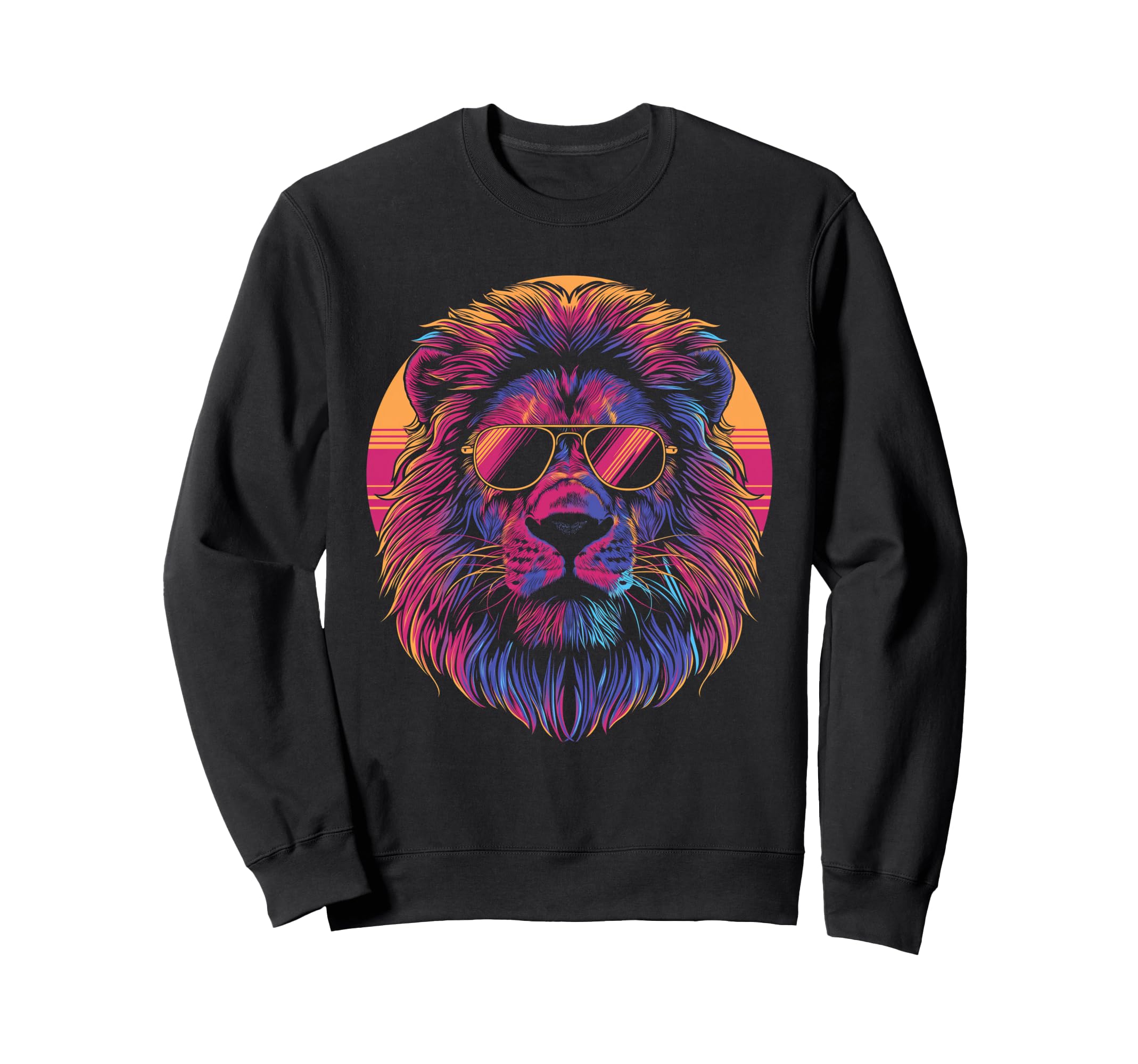 Lion Vaporwave Aesthetic Synthwave 80S Sweatshirt - Unique Graphic Unisex - T-Shirt, Sweatshirt, Hoodie