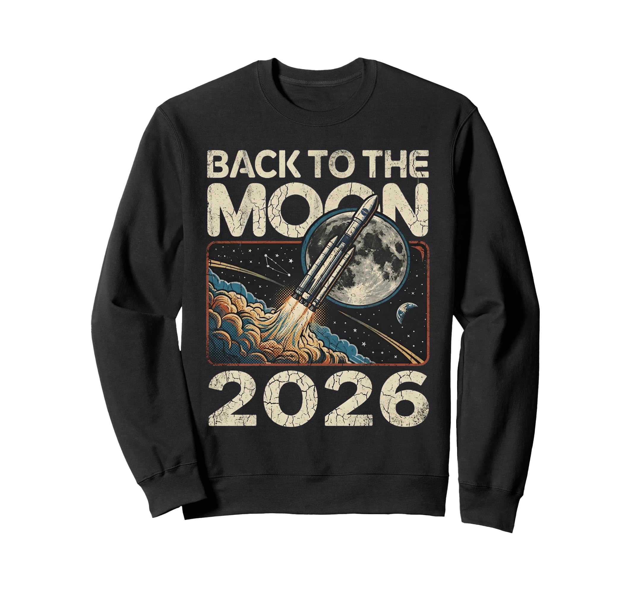 Back To Moon 2026 Funny Astronaut Sweatshirt - Minimalist Print Men Women - T-Shirt, Sweatshirt, Hoodie