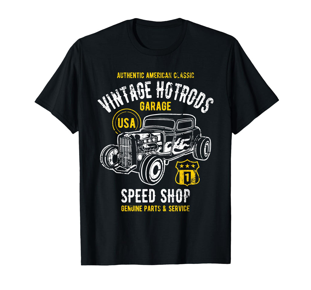 Speed Shop Hotrod Car Distressed T-Shirt - Unique Graphic for Adults - T-Shirt, Sweatshirt, Hoodie
