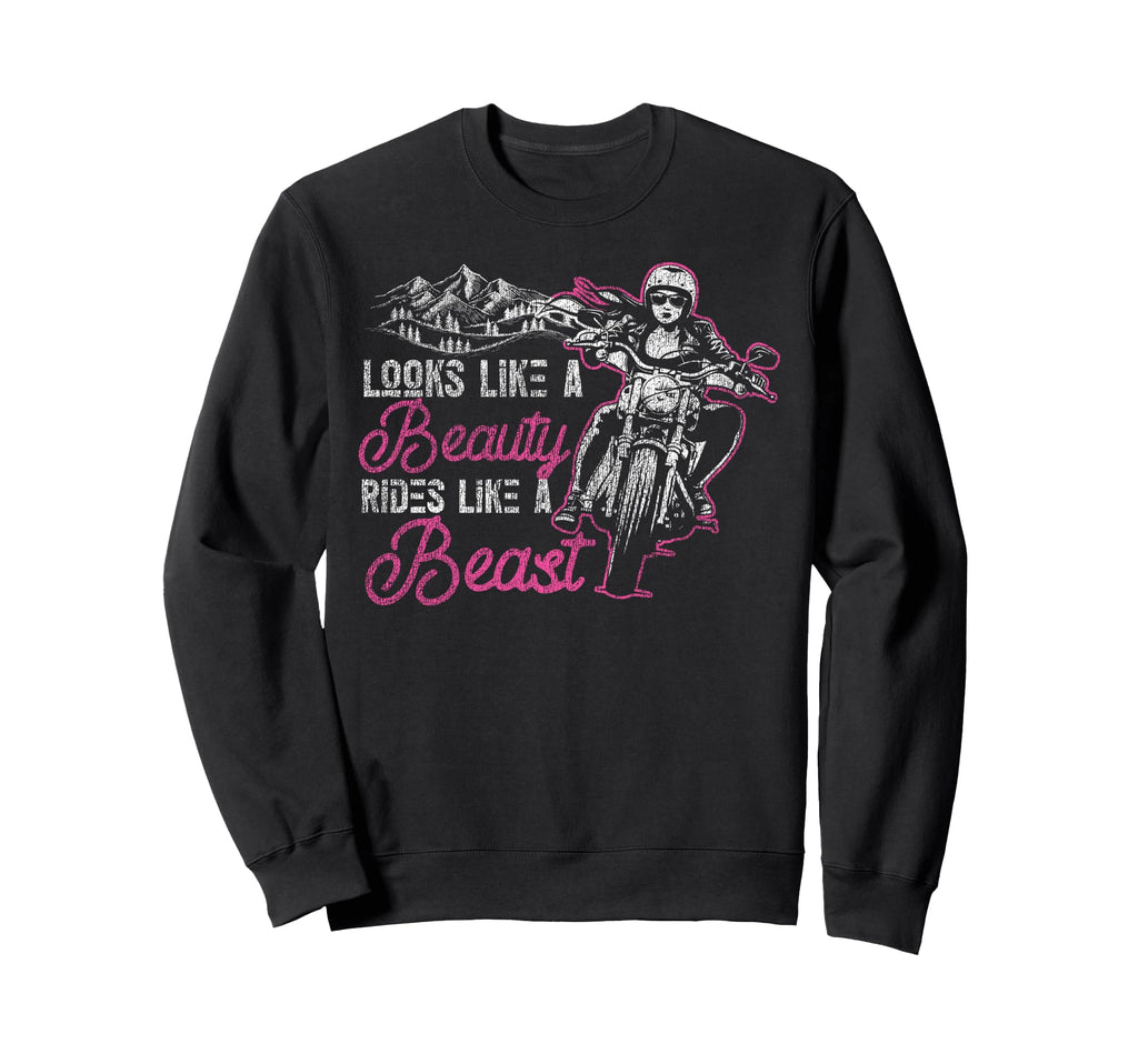 Motorcycle Biker Female Looks Like Sweatshirt - Graphic Print Men Women - T-Shirt, Sweatshirt, Hoodie