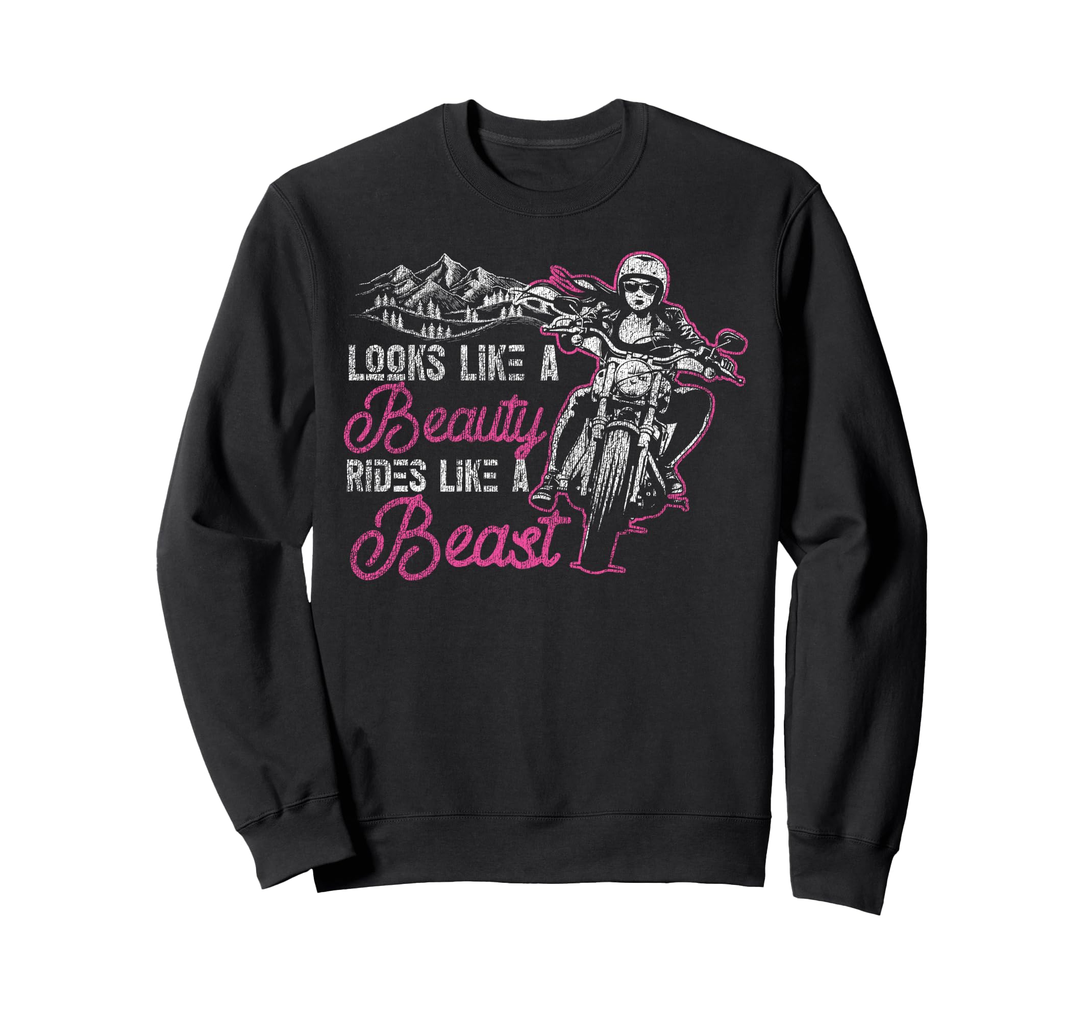 Motorcycle Biker Female Looks Like Sweatshirt - Graphic Print Men Women - T-Shirt, Sweatshirt, Hoodie