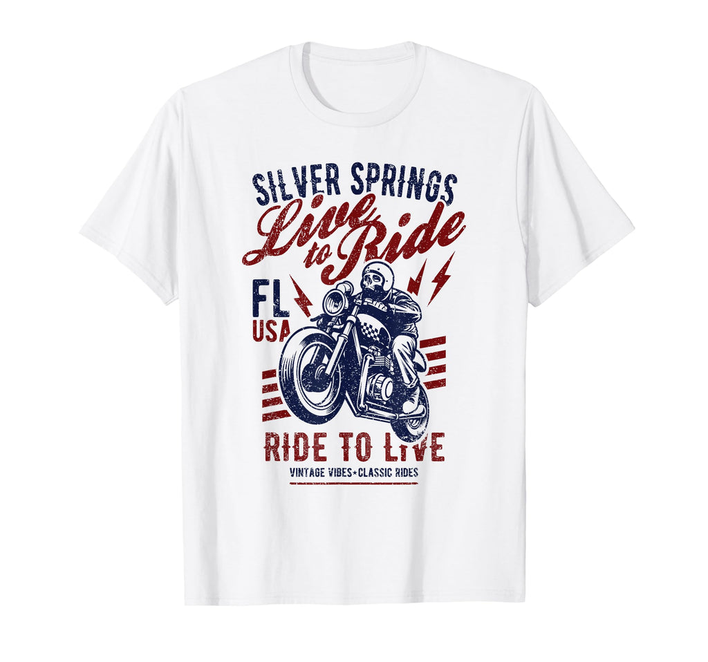 Silver Spring Florida Motorcycle Skull T-Shirt - Fun Novelty Design Unisex - T-Shirt, Sweatshirt, Hoodie