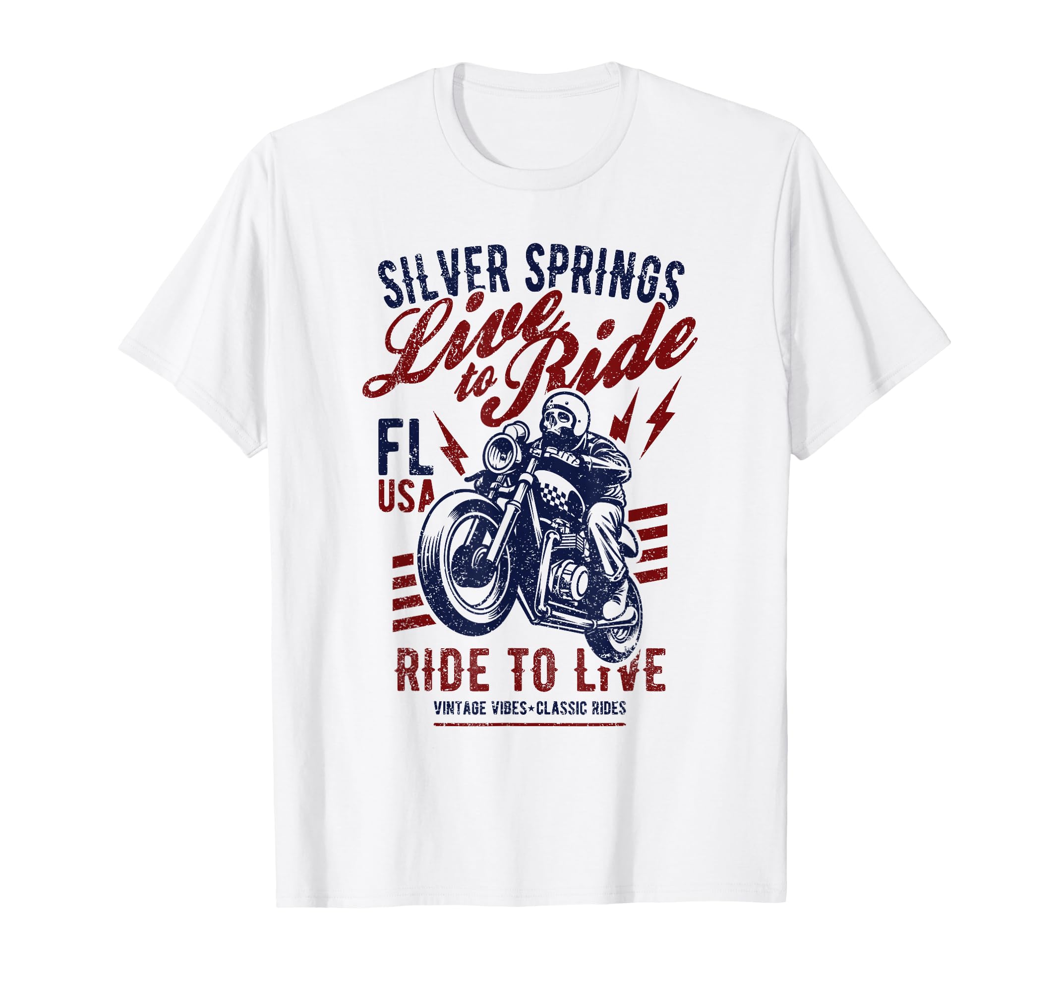 Silver Spring Florida Motorcycle Skull T-Shirt - Fun Novelty Design Unisex - T-Shirt, Sweatshirt, Hoodie