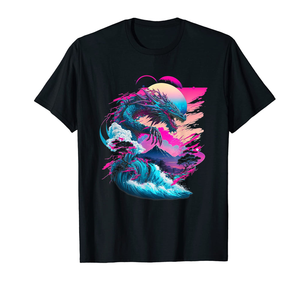 Dragon Vaporwave Abstract Landscape T-Shirt - Minimalist Print for Adults - T-Shirt, Sweatshirt, Hoodie