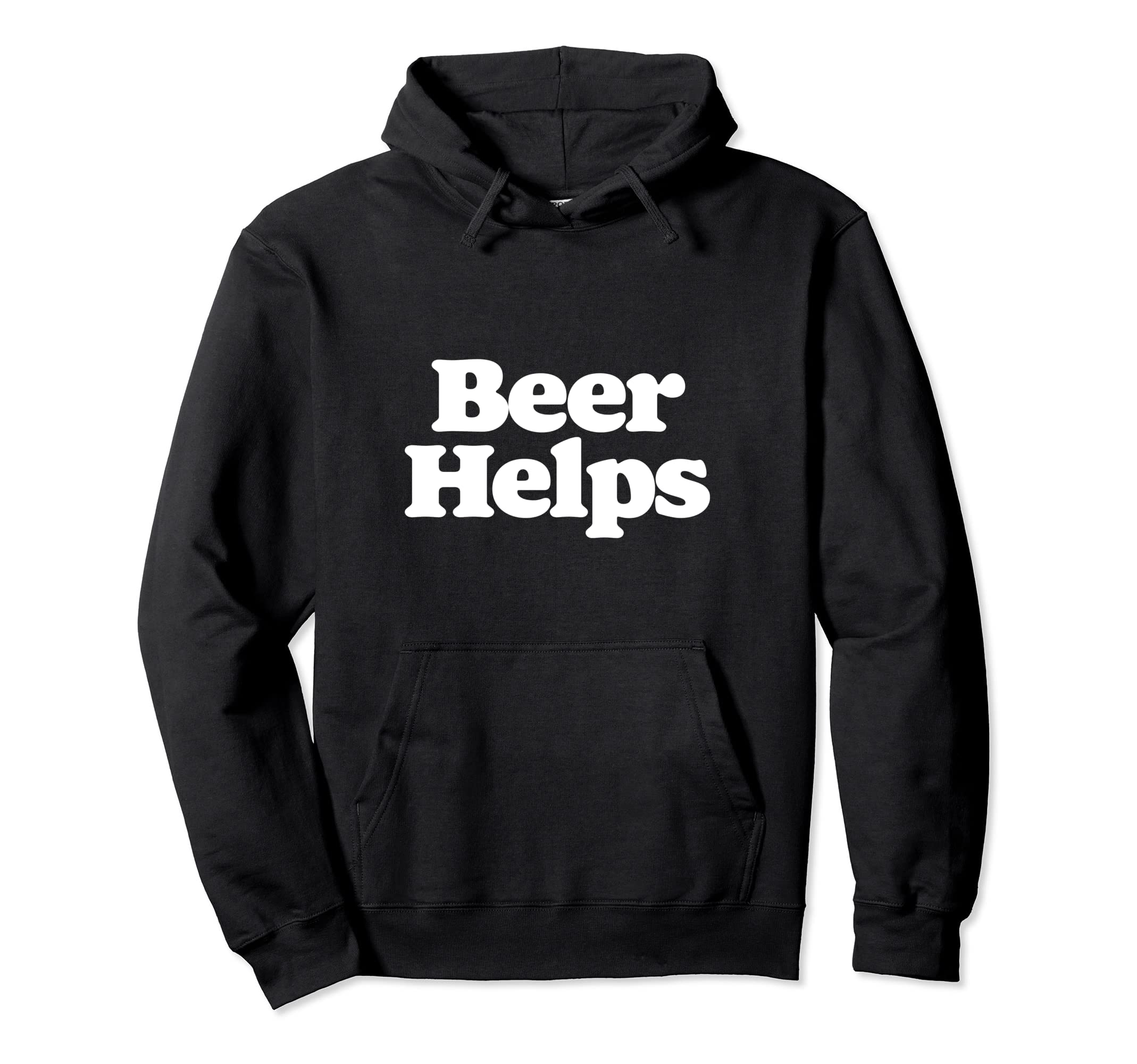 Beer Helps Funny Minimalist Typography Hoodie - Unique Graphic for Adults - T-Shirt, Sweatshirt, Hoodie