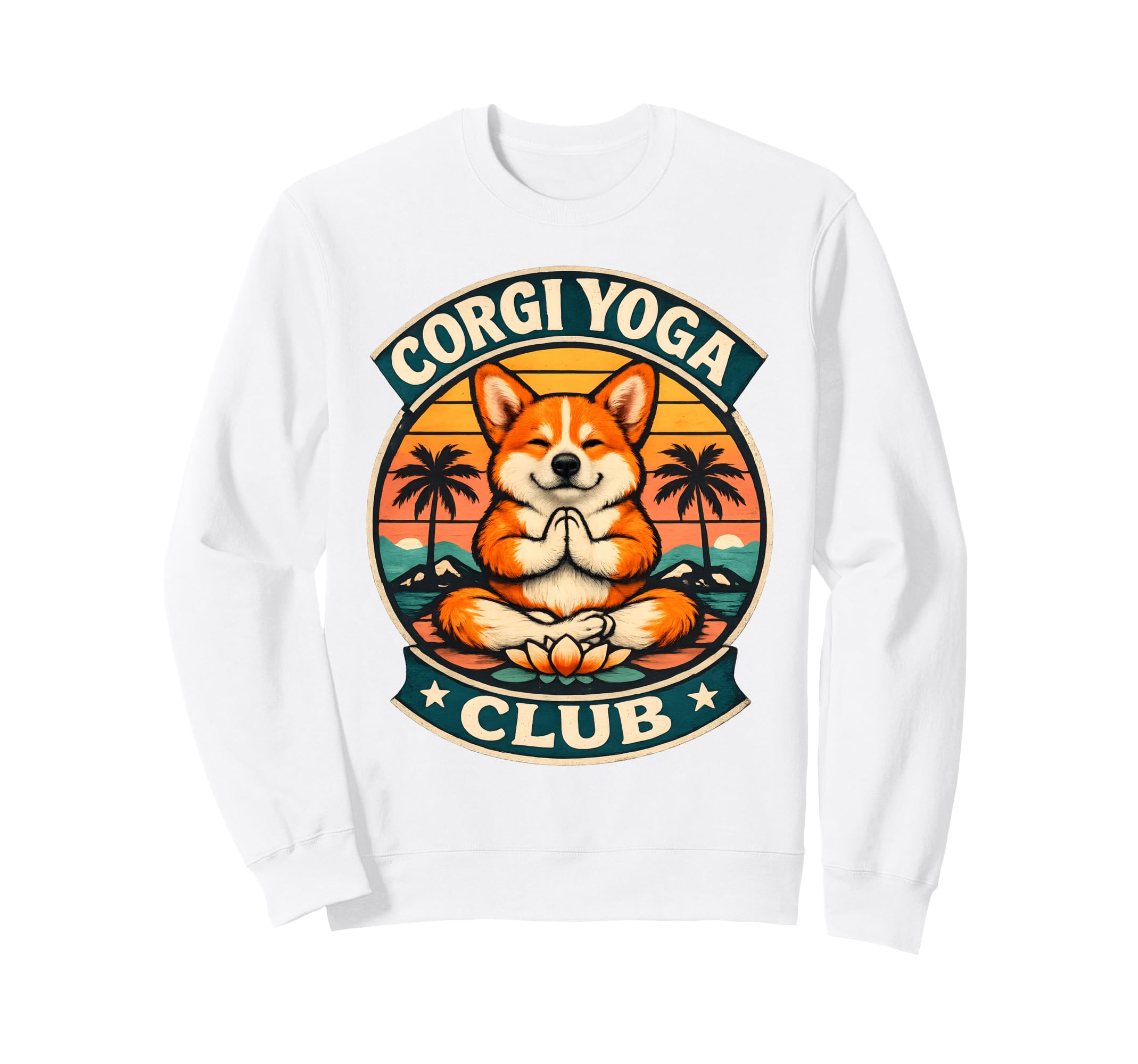 Corgi Yoga Club Sunset Namaste Sweatshirt - Novelty Apparel Men Women - T-Shirt, Sweatshirt, Hoodie