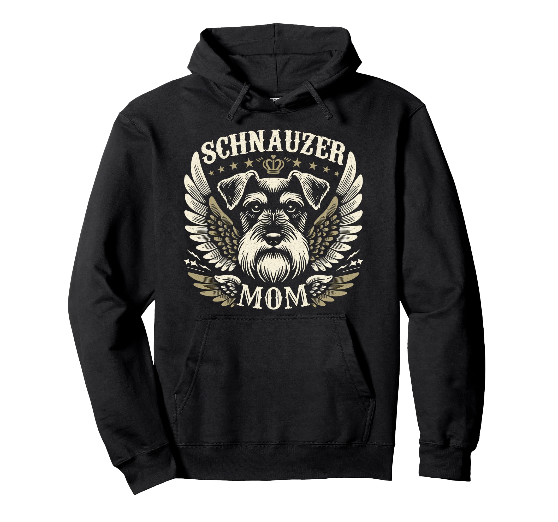 Schnauzer Mom Biker Wings Motorcycle Hoodie - Custom Art Print for Adults - T-Shirt, Sweatshirt, Hoodie