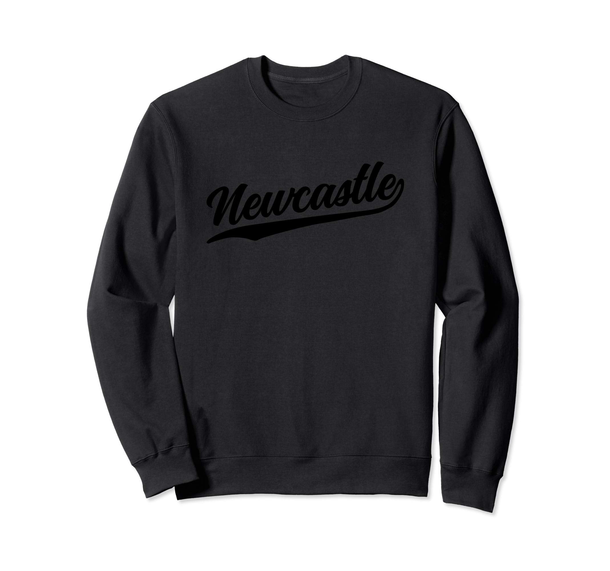 Newcastle England Cursive 1970S Sweatshirt - Trendy Graphic for Adults - T-Shirt, Sweatshirt, Hoodie