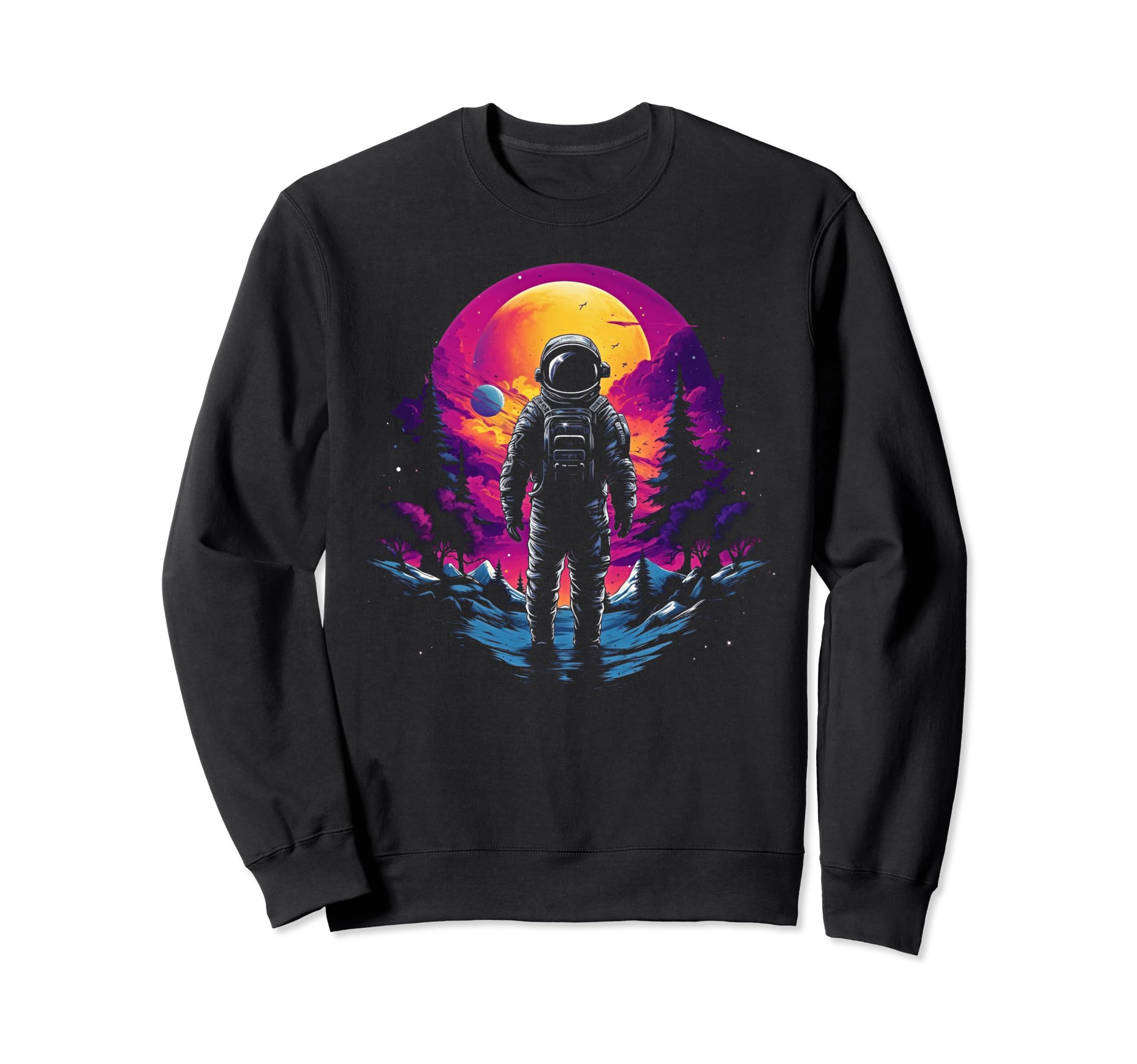 Synthwave Astronaut Cyberpunk 80S Sweatshirt - Unique Graphic for Adults - T-Shirt, Sweatshirt, Hoodie