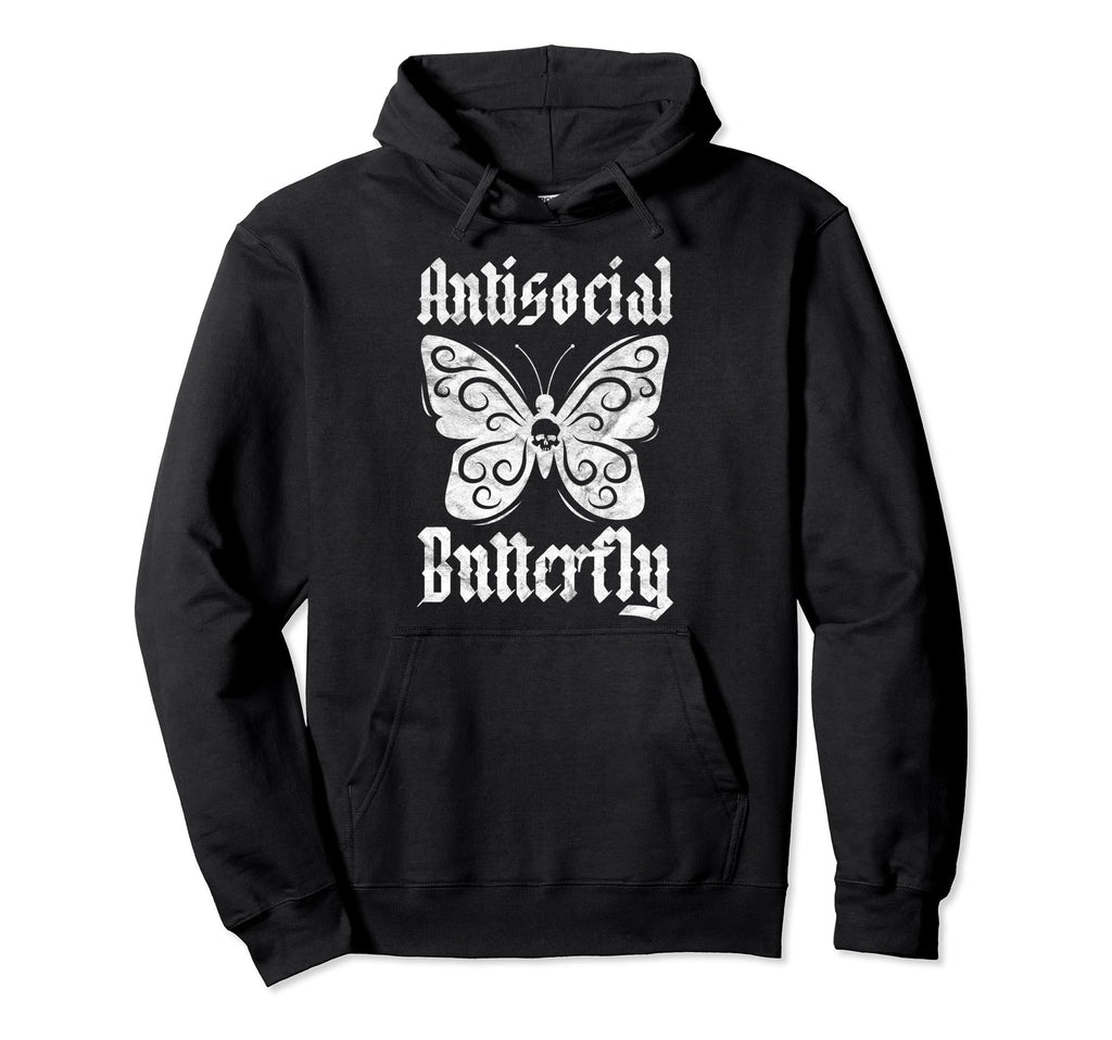 Antisocial Butterfly Funny Introvert Hoodie - Novelty Apparel Unisex - T-Shirt, Sweatshirt, Hoodie