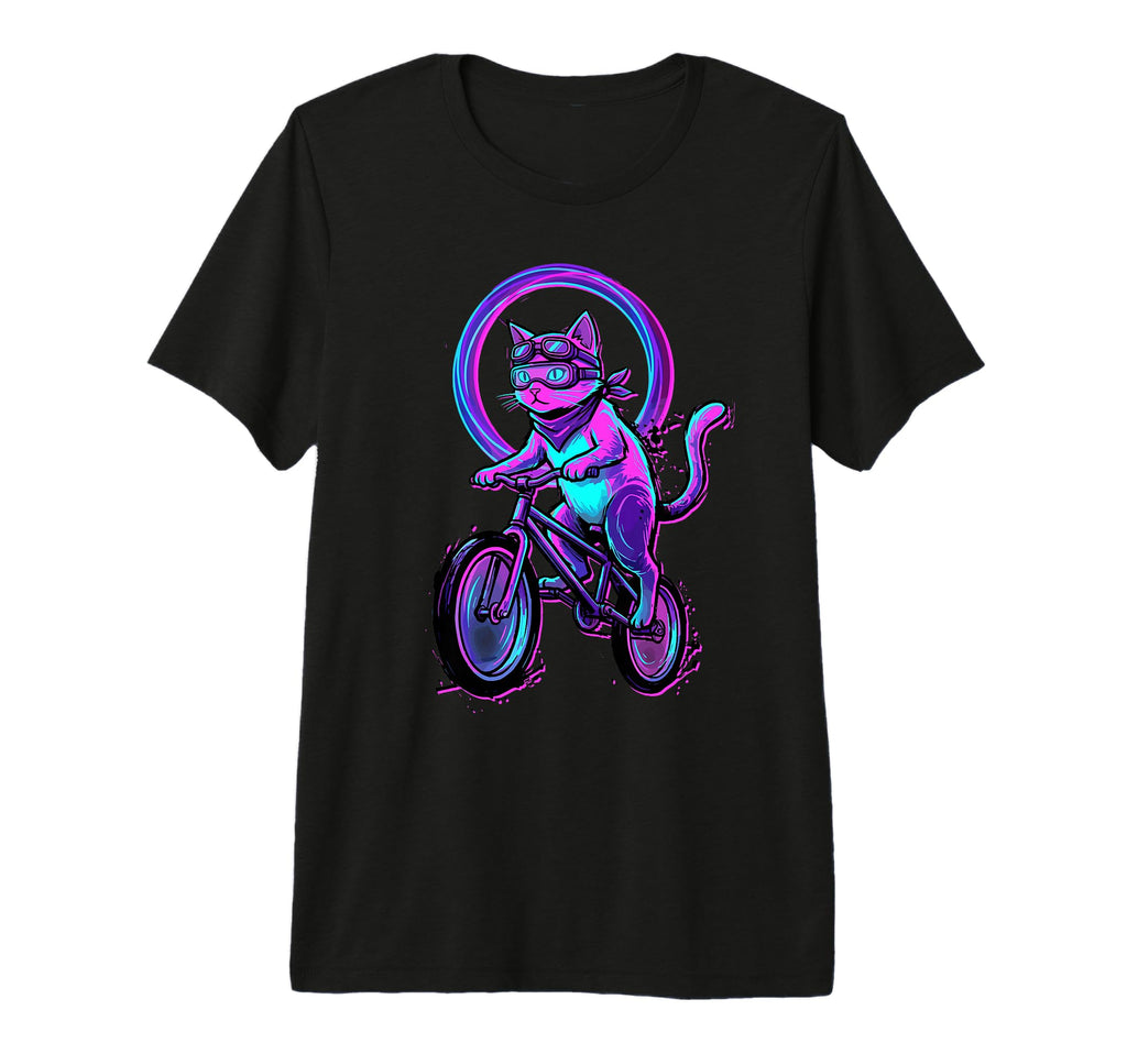 Bmx Cat Rider Vaporwave Cycling 80S T-Shirt - Unique Graphic for Adults - T-Shirt, Sweatshirt, Hoodie