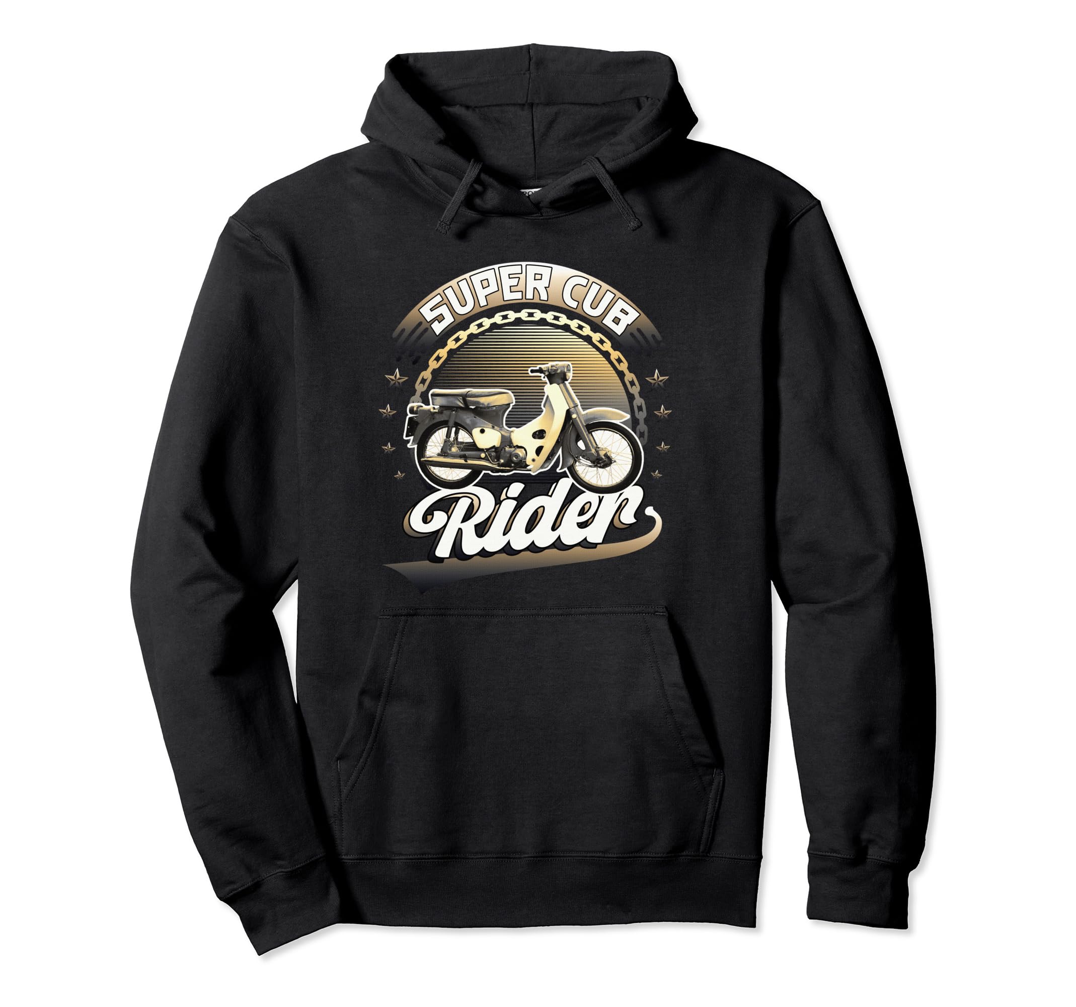 Super Cub Rider C100 Moped Motorcycle Hoodie - Custom Art Print Men Women - T-Shirt, Sweatshirt, Hoodie