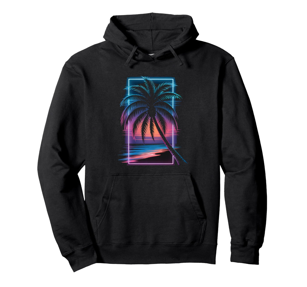 Retrowave Palm Tree 1980S Synthwave Hoodie - Minimalist Print Unisex - T-Shirt, Sweatshirt, Hoodie