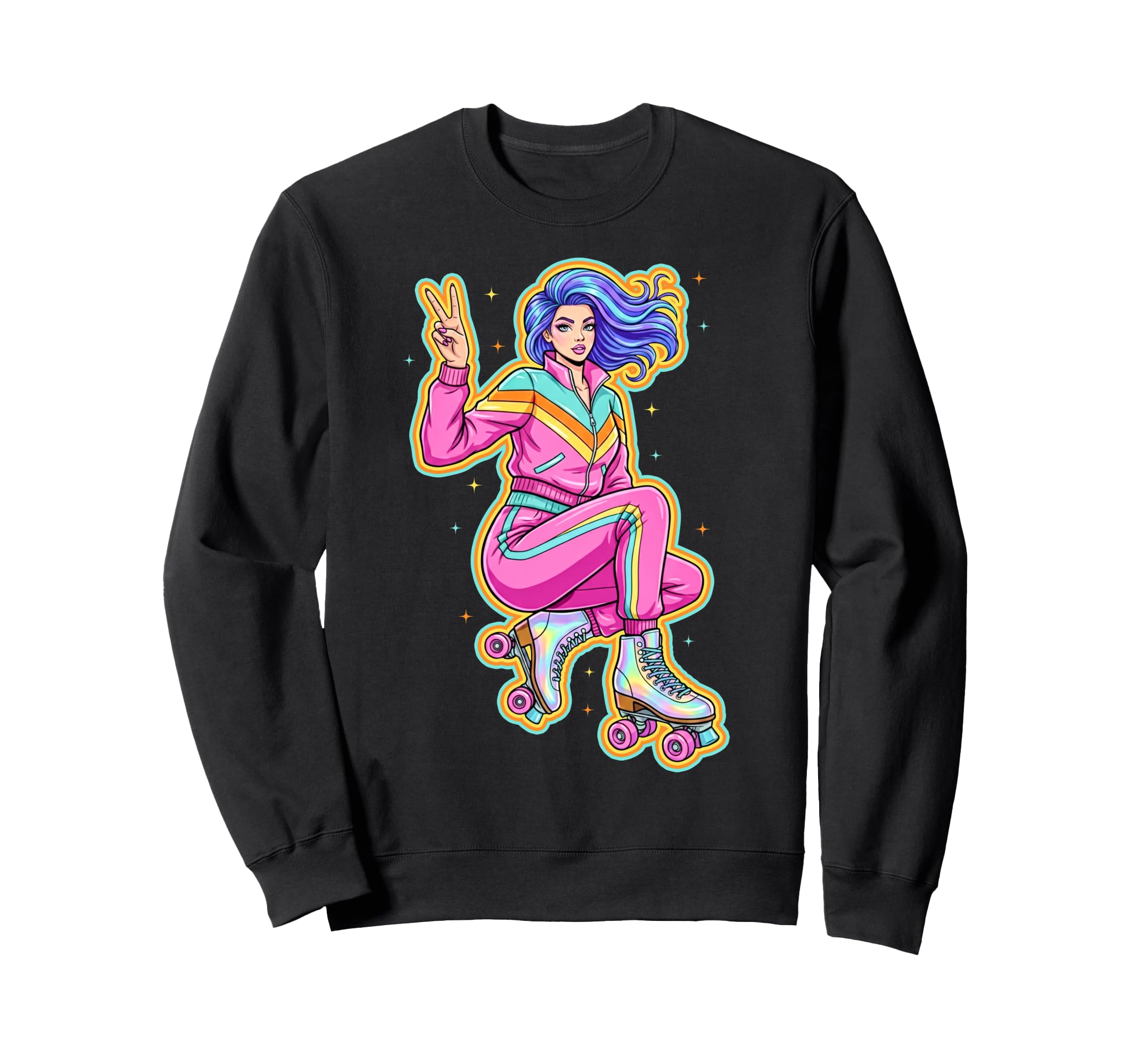 Roller Skating Skater Anime Sweatshirt - Aesthetic Graphic for Adults - T-Shirt, Sweatshirt, Hoodie